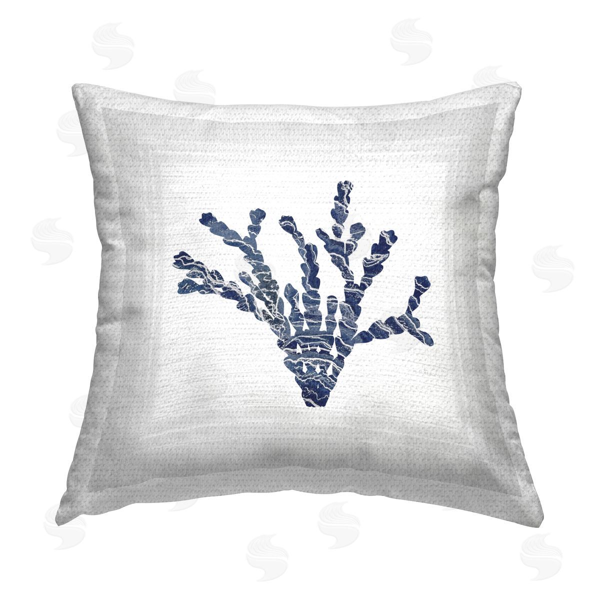 Karen Smith Blue & White Coral Outdoor Quick-Dry Polyester Printed Throw Pillow