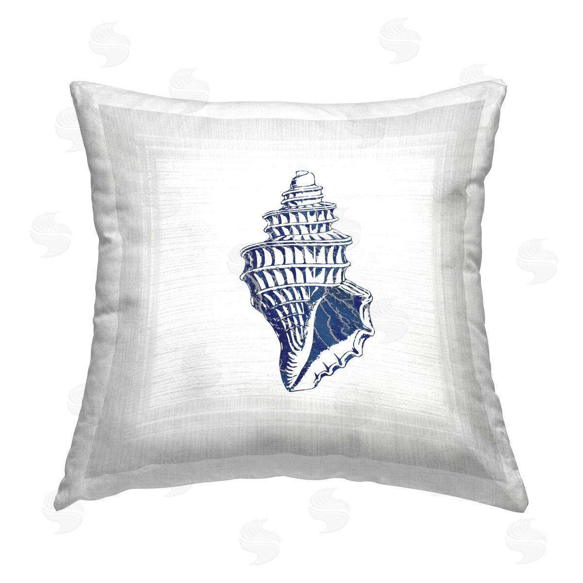Karen Smith Blue Conch Shell Printed Plush Polyester Throw Pillow