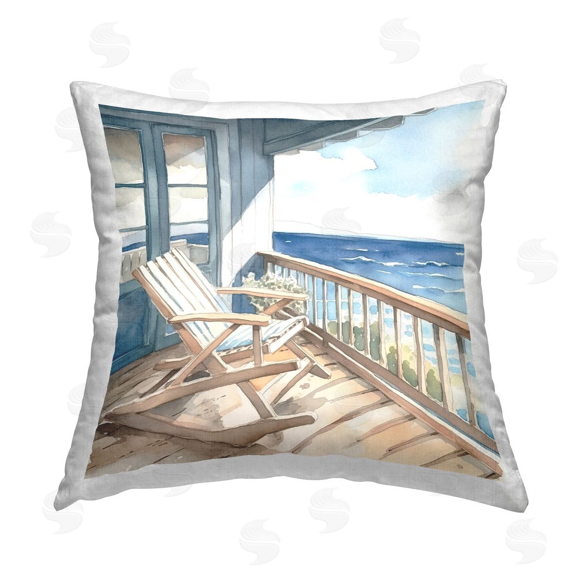 LSR Design Studio Coastal Porch View Printed Plush Polyester Throw Pillow