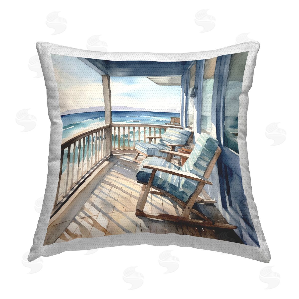 LSR Design Studio Ocean View Deck Outdoor Quick-Dry Polyester Printed Throw Pillow