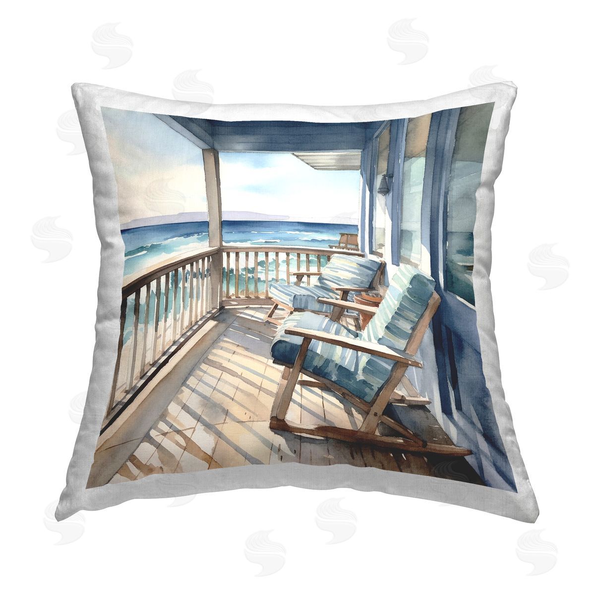 LSR Design Studio Ocean View Deck Printed Plush Polyester Throw Pillow