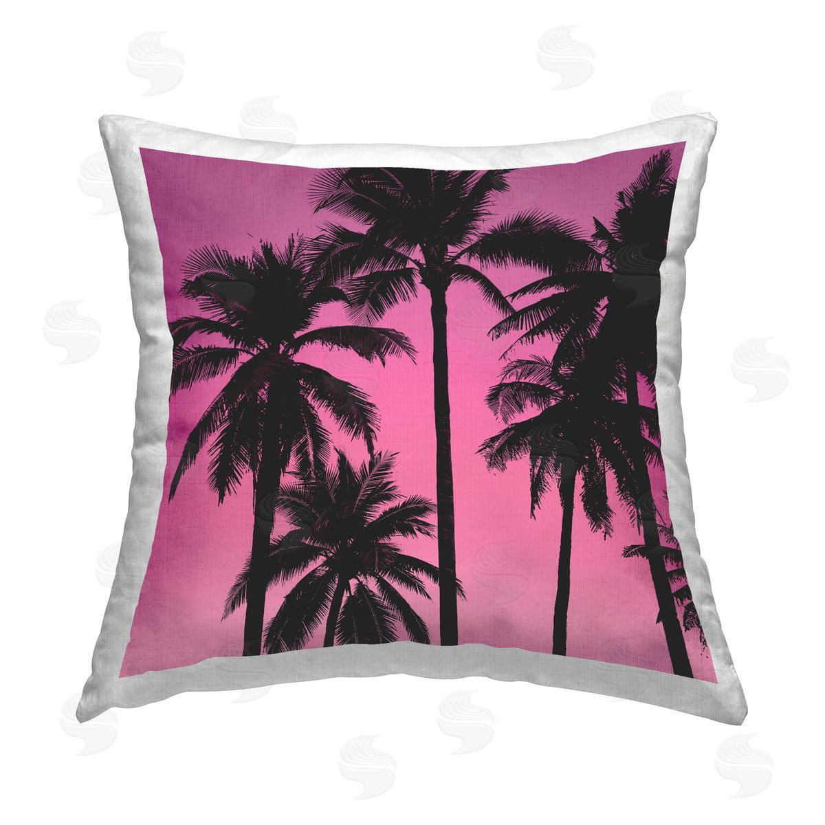 Mia Jensen Pink & Black Palms Printed Plush Polyester Throw Pillow