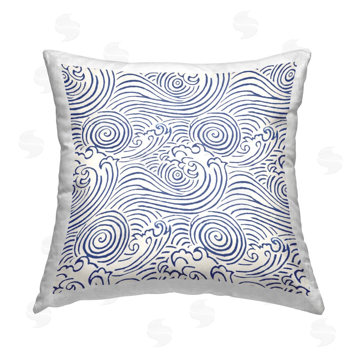 Marie le Moal Nautical Wave Pattern Printed Plush Polyester Throw Pillow
