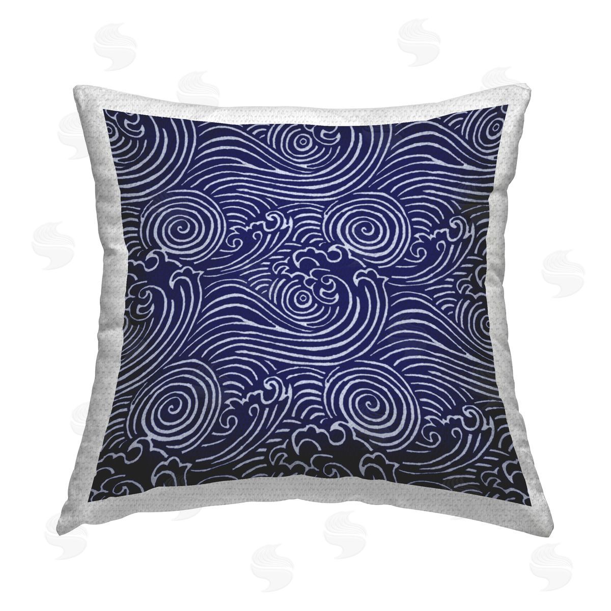 Marie le Moal Blue Wave Pattern Outdoor Quick-Dry Polyester Printed Throw Pillow