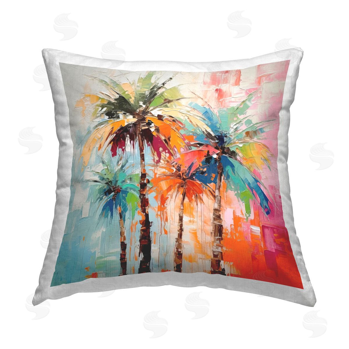 Irena Orlov Abstract Hued Palms Printed Plush Polyester Throw Pillow
