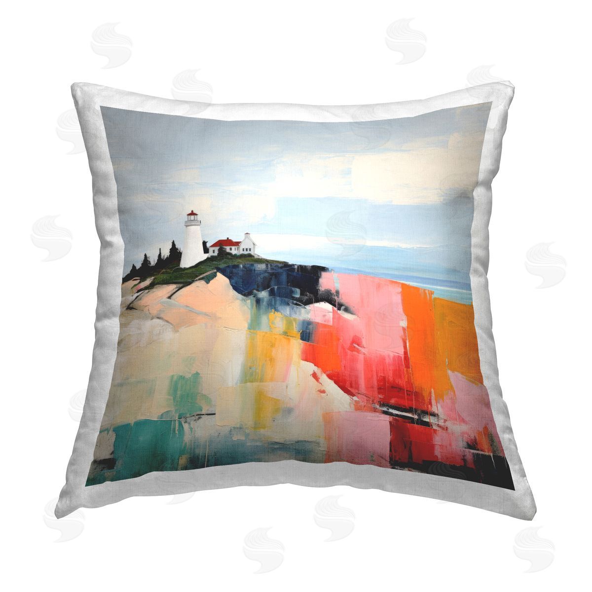 Irena Orlov Abstract Lighthouse Scenery Printed Plush Polyester Throw Pillow