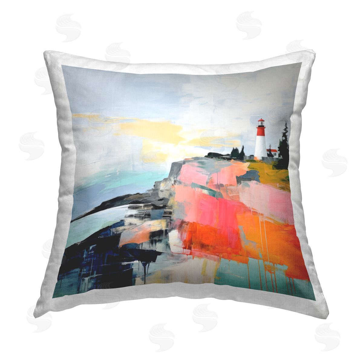 Irena Orlov Abstract Coastal Lighthouse Printed Plush Polyester Throw Pillow