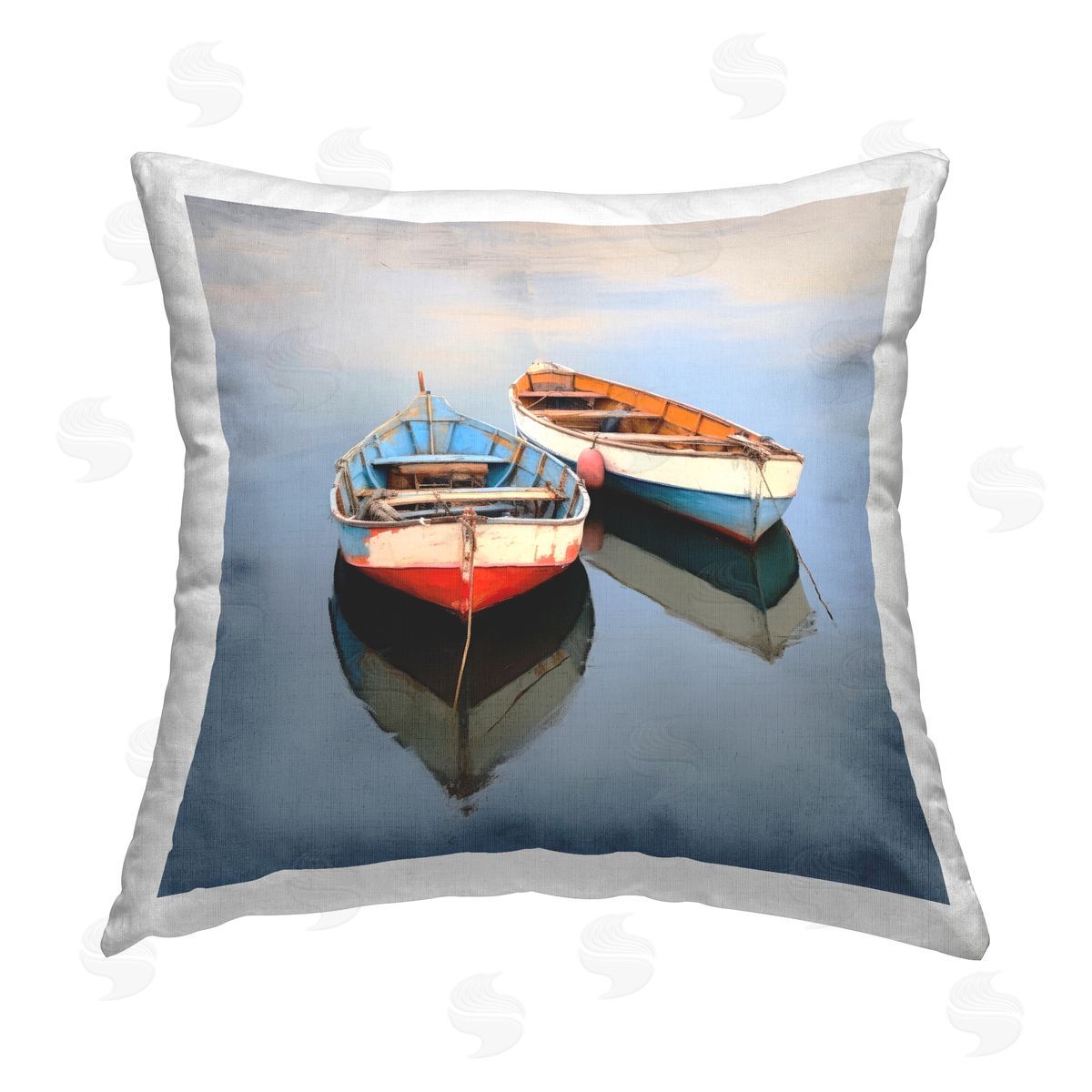 Irena Orlov Rowboats in Lake Printed Plush Polyester Throw Pillow