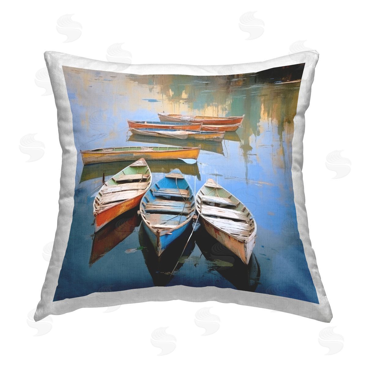 Irena Orlov Modern Canoes Scenery Printed Plush Polyester Throw Pillow