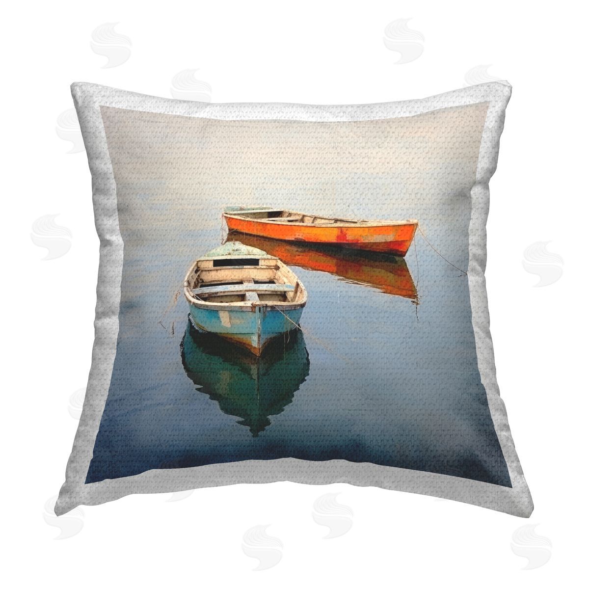 Irena Orlov Blue & Red Boats Outdoor Quick-Dry Polyester Printed Throw Pillow