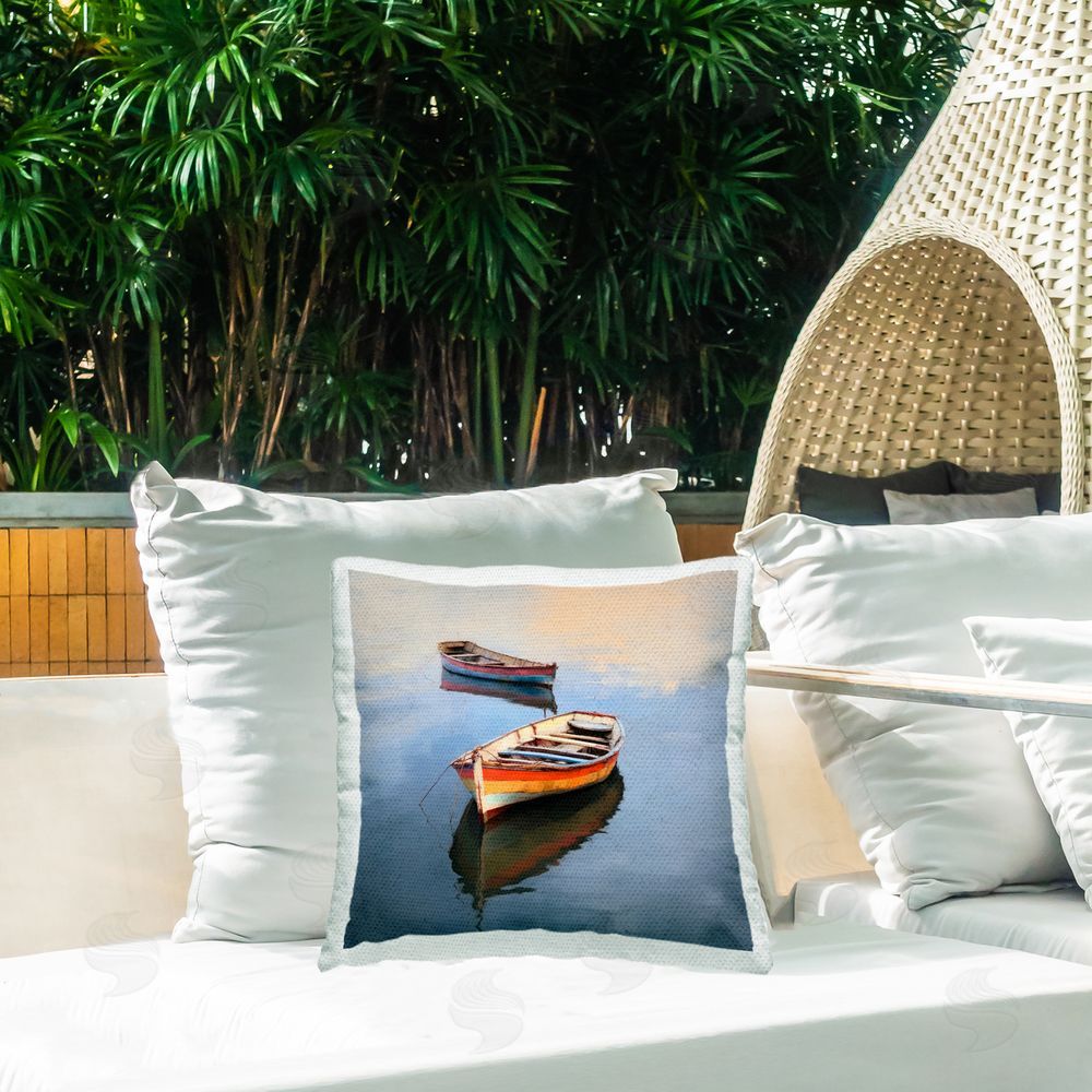 Irena Orlov Dinghy Boats Scenery Outdoor Quick-Dry Polyester Printed Throw Pillow in Back Yard