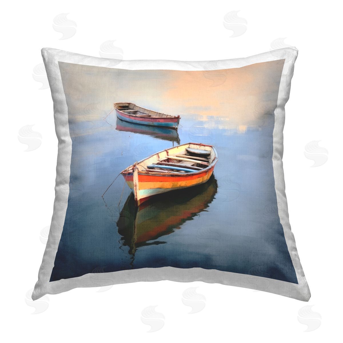Irena Orlov Dinghy Boats Scenery Printed Plush Polyester Throw Pillow