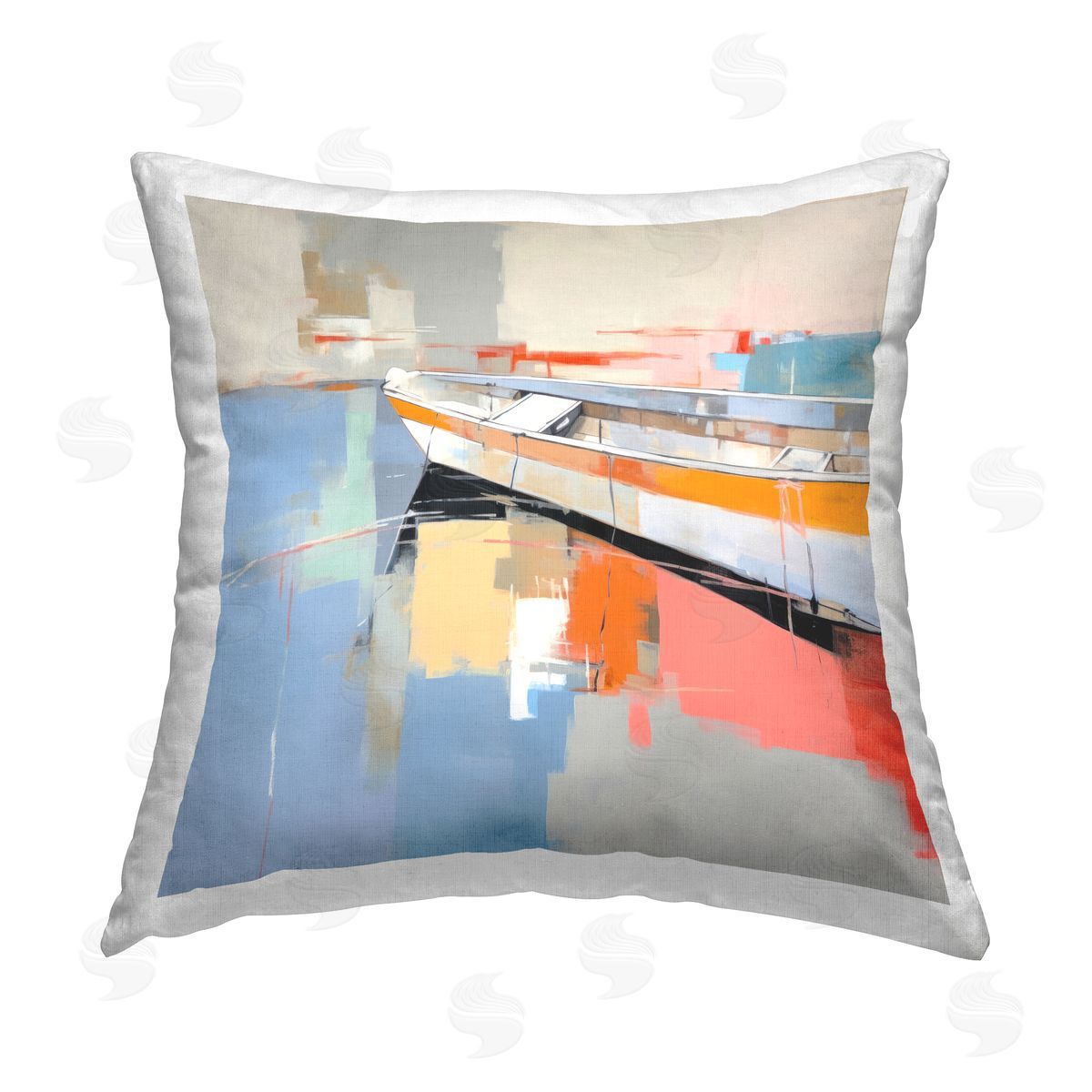 Irena Orlov Abstract Nautical Boat Printed Plush Polyester Throw Pillow