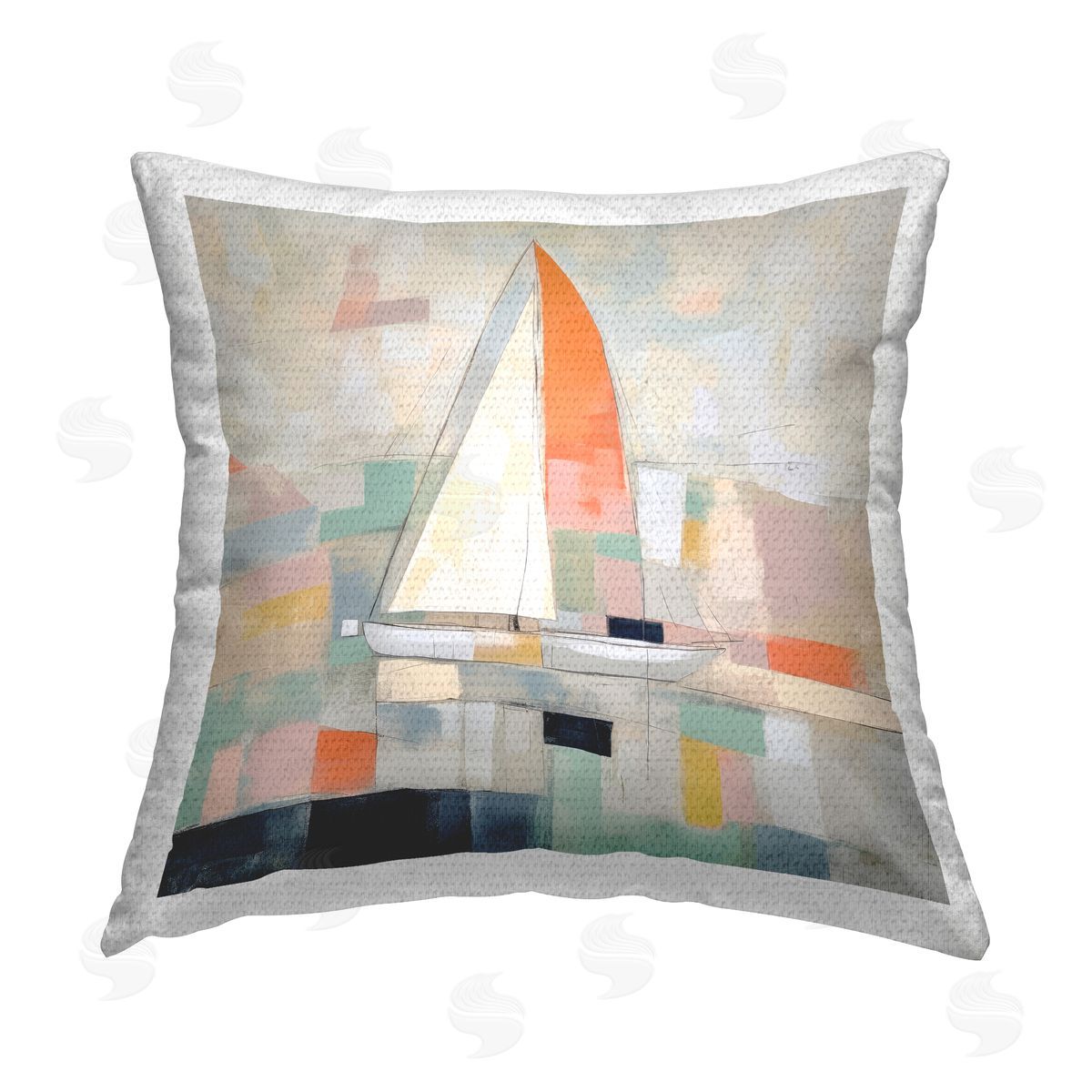Irena Orlov Nautical Sailboat Abstract Outdoor Quick-Dry Polyester Printed Throw Pillow