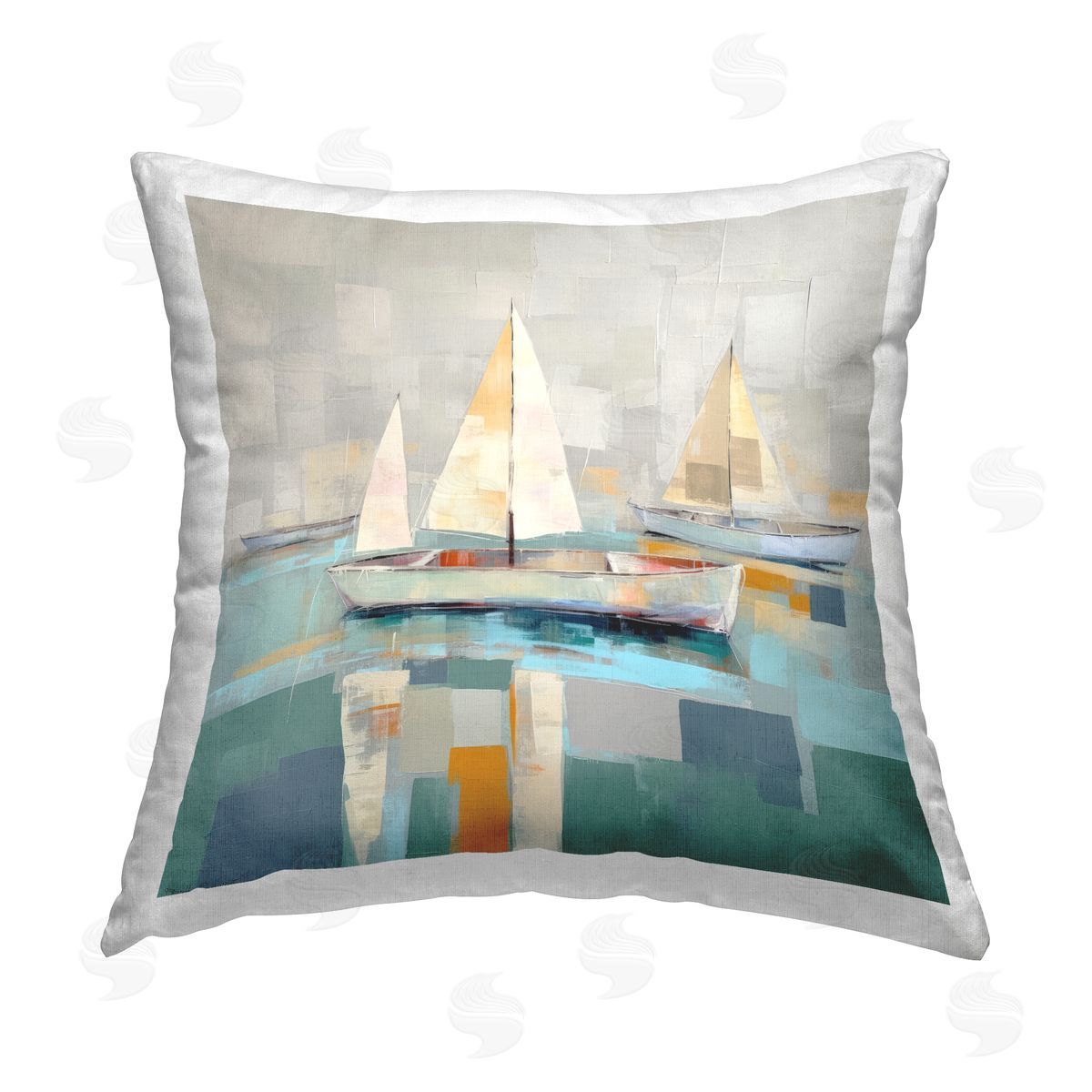 Irena Orlov Abstract Sailboat Fleet Printed Plush Polyester Throw Pillow