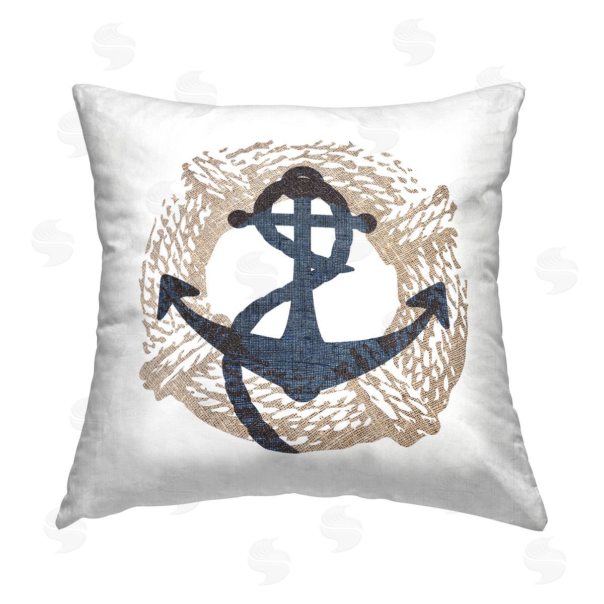 Stupell Studio Nautical Anchor & Rope Printed Plush Polyester Throw Pillow