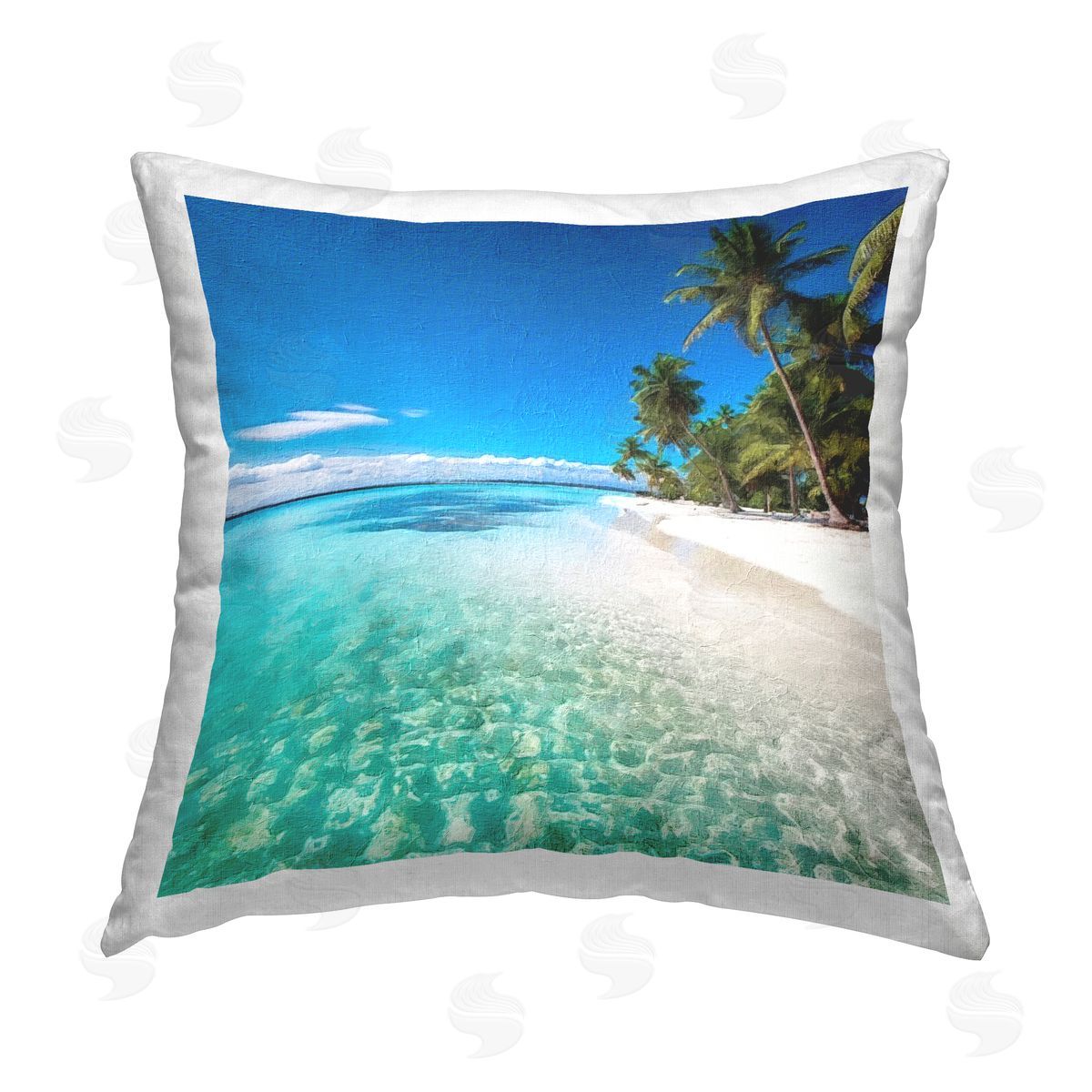 Riley B Tropical Summer Shore Printed Plush Polyester Throw Pillow