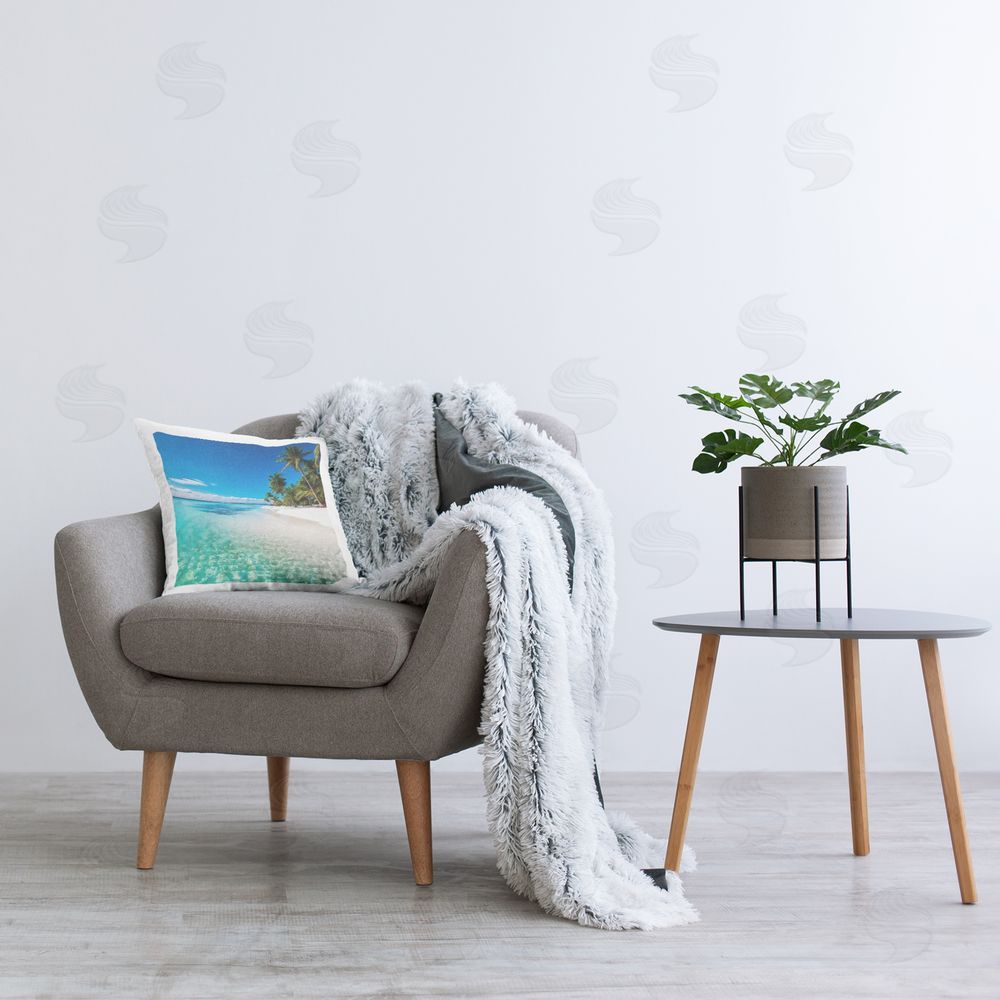 Riley B Tropical Summer Shore Printed Plush Polyester Throw Pillow On Chair