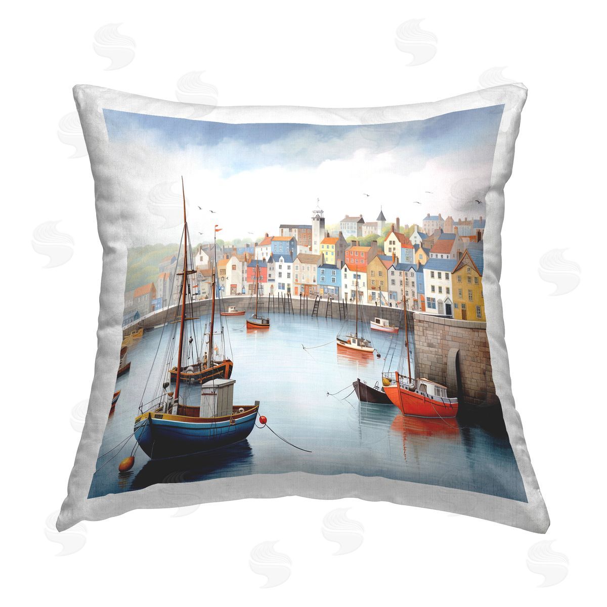 Ray Powers Urban Seaside Harbor Printed Plush Polyester Throw Pillow