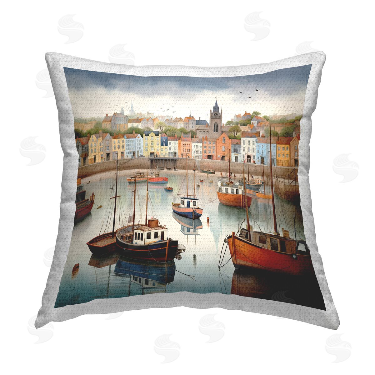 Ray Powers Beach Town Pier Outdoor Quick-Dry Polyester Printed Throw Pillow