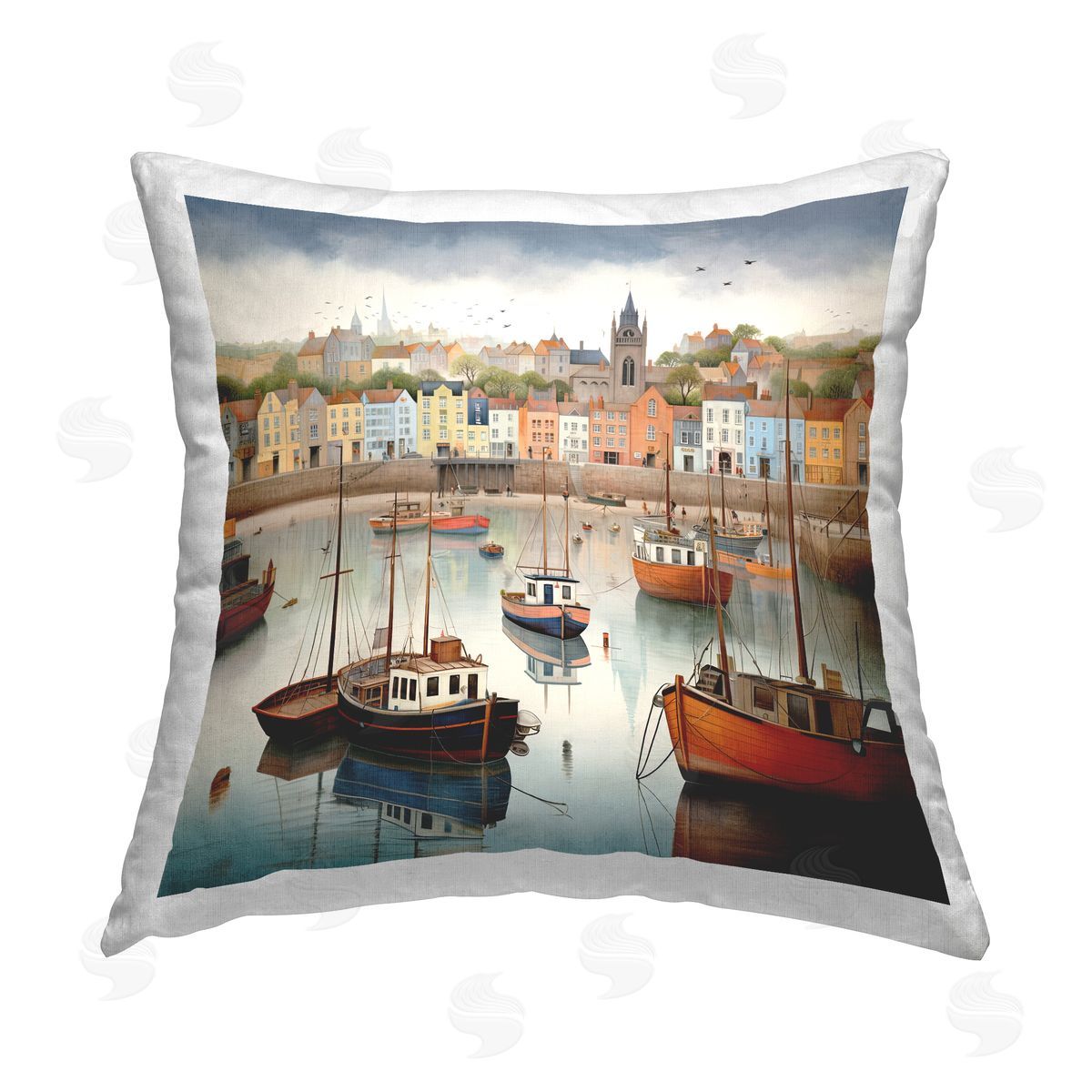 Ray Powers Beach Town Pier Printed Plush Polyester Throw Pillow