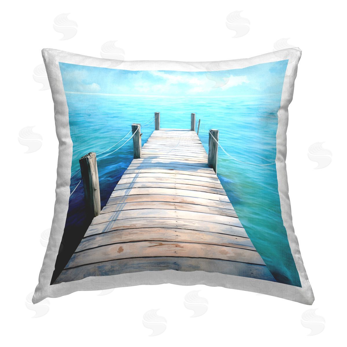 Ray Powers Ocean Dock Horizon Printed Plush Polyester Throw Pillow