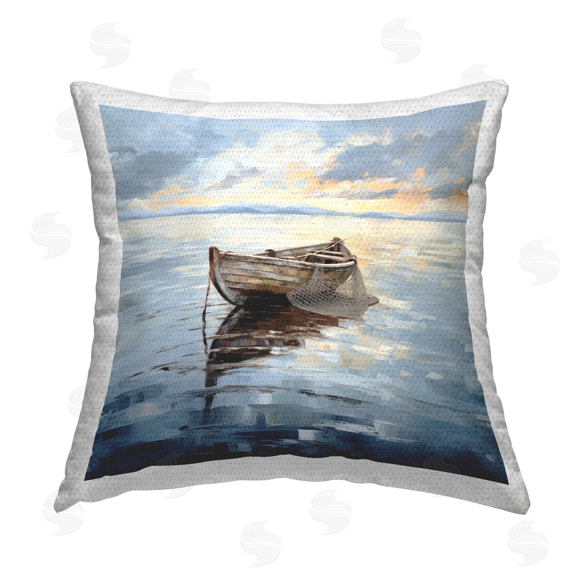 Ray Powers Fishing Boat Landscape Outdoor Quick-Dry Polyester Printed Throw Pillow