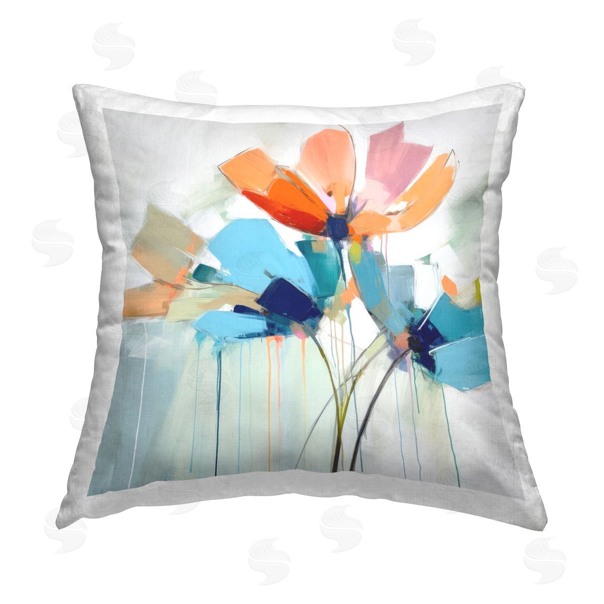 Irena Orlov Modern Splatter Flowers Printed Plush Polyester Throw Pillow