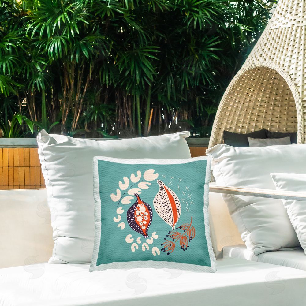 Pragya Kothari Modern Plant Seeds Outdoor Quick-Dry Polyester Printed Throw Pillow in Back Yard
