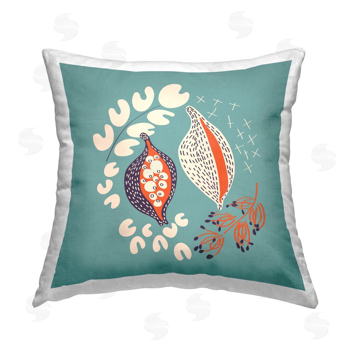 Pragya Kothari Modern Plant Seeds Printed Plush Polyester Throw Pillow