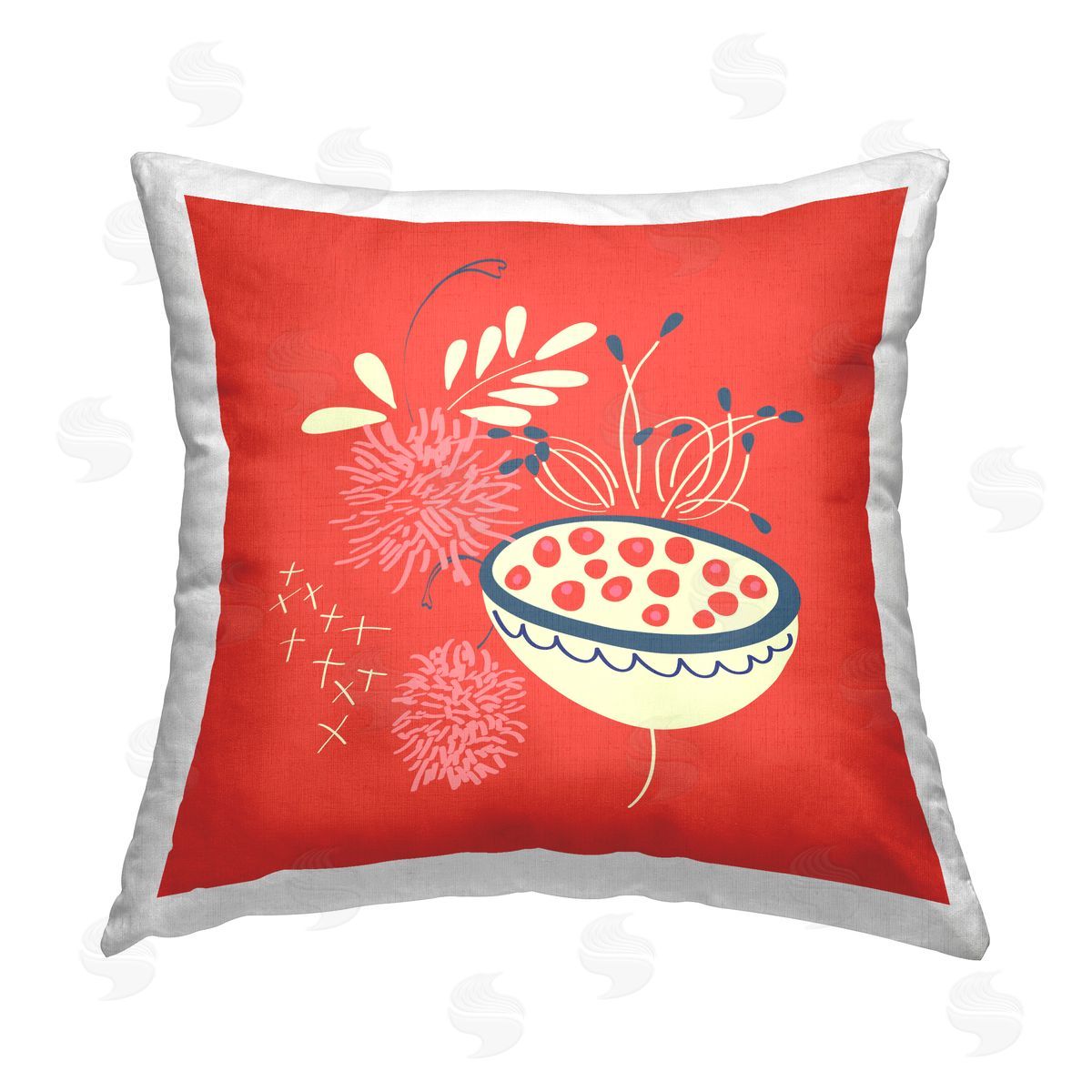 Pragya Kothari Red Botanical Seeds Printed Plush Polyester Throw Pillow