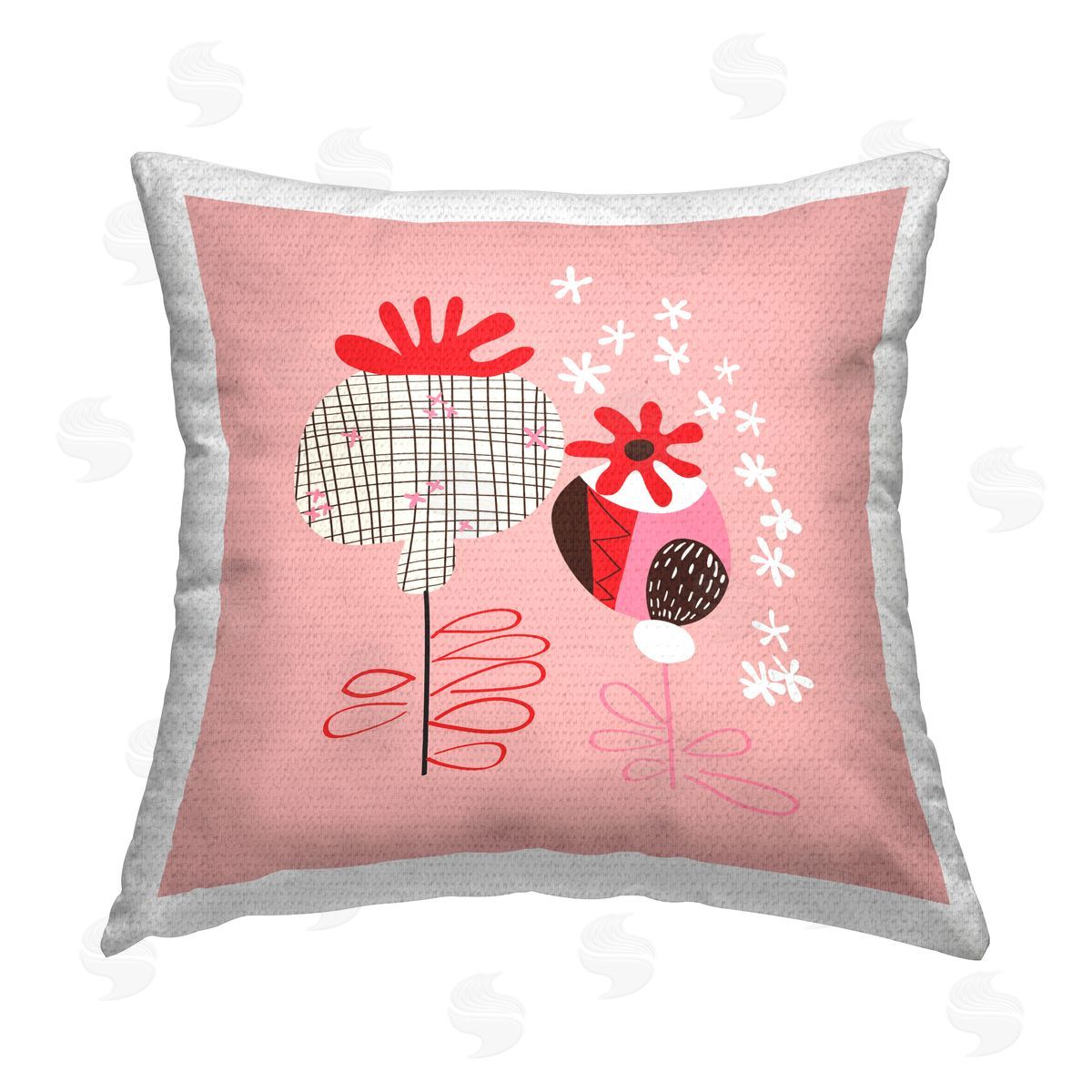 Pragya Kothari Abstract Pink Plants Outdoor Quick-Dry Polyester Printed Throw Pillow