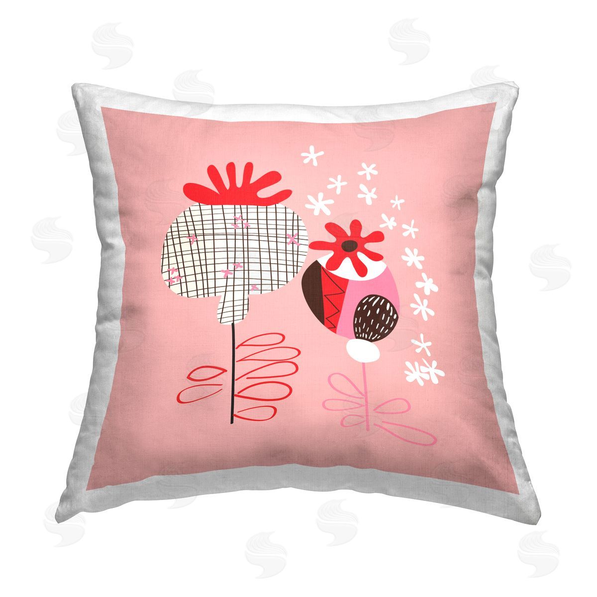 Pragya Kothari Abstract Pink Plants Printed Plush Polyester Throw Pillow