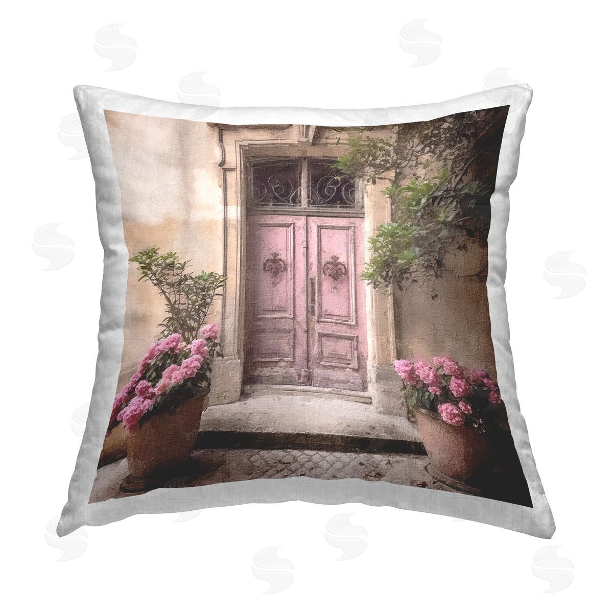 Riley B Floral French Door Printed Plush Polyester Throw Pillow