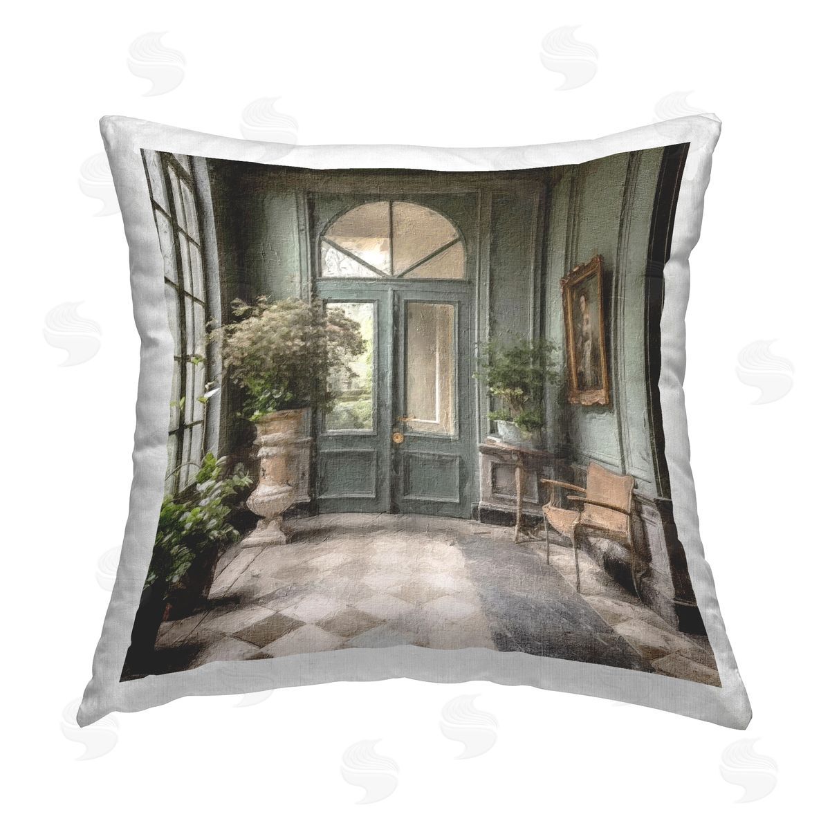Riley B Green French Doors Printed Plush Polyester Throw Pillow