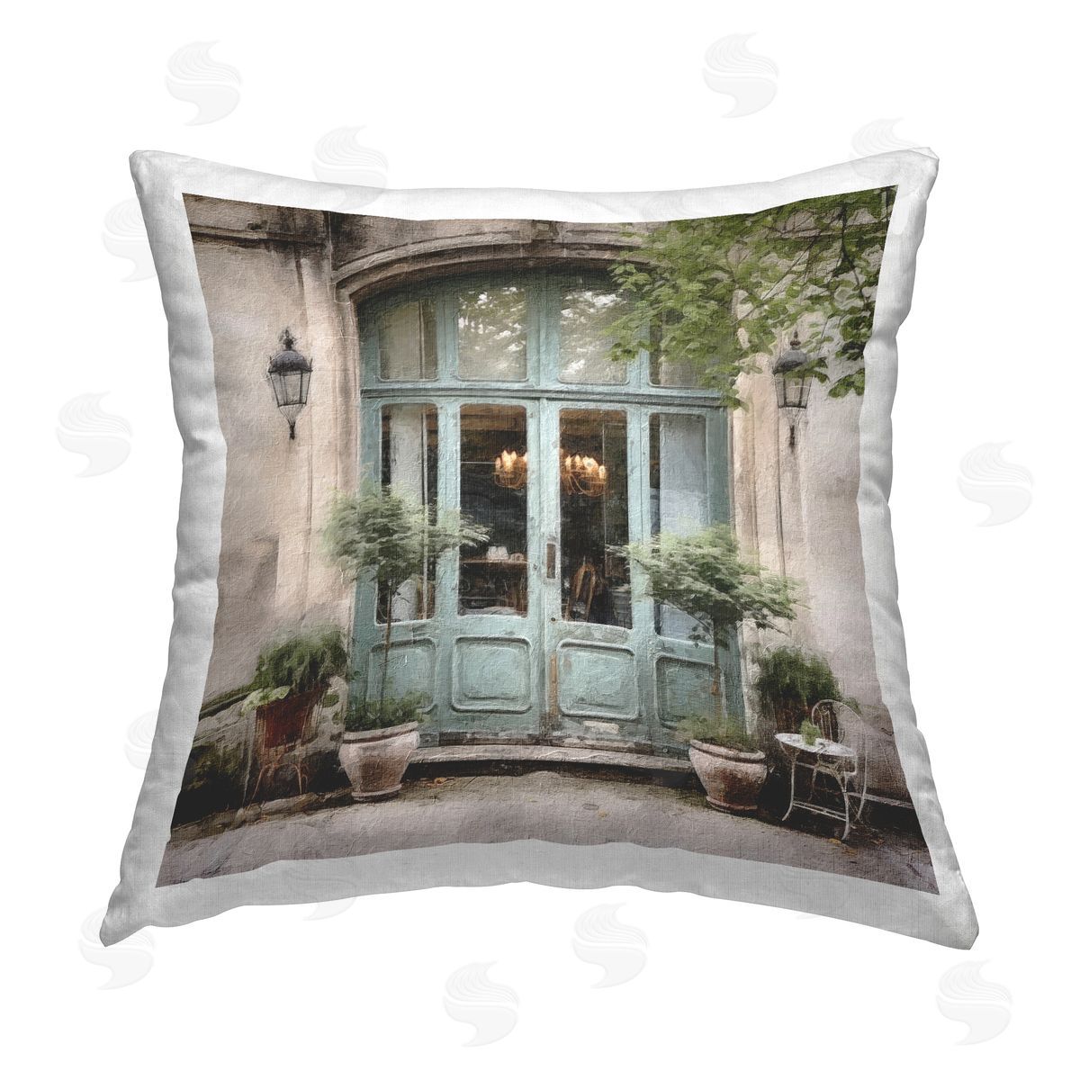 Riley B Botanical French Doors Printed Plush Polyester Throw Pillow
