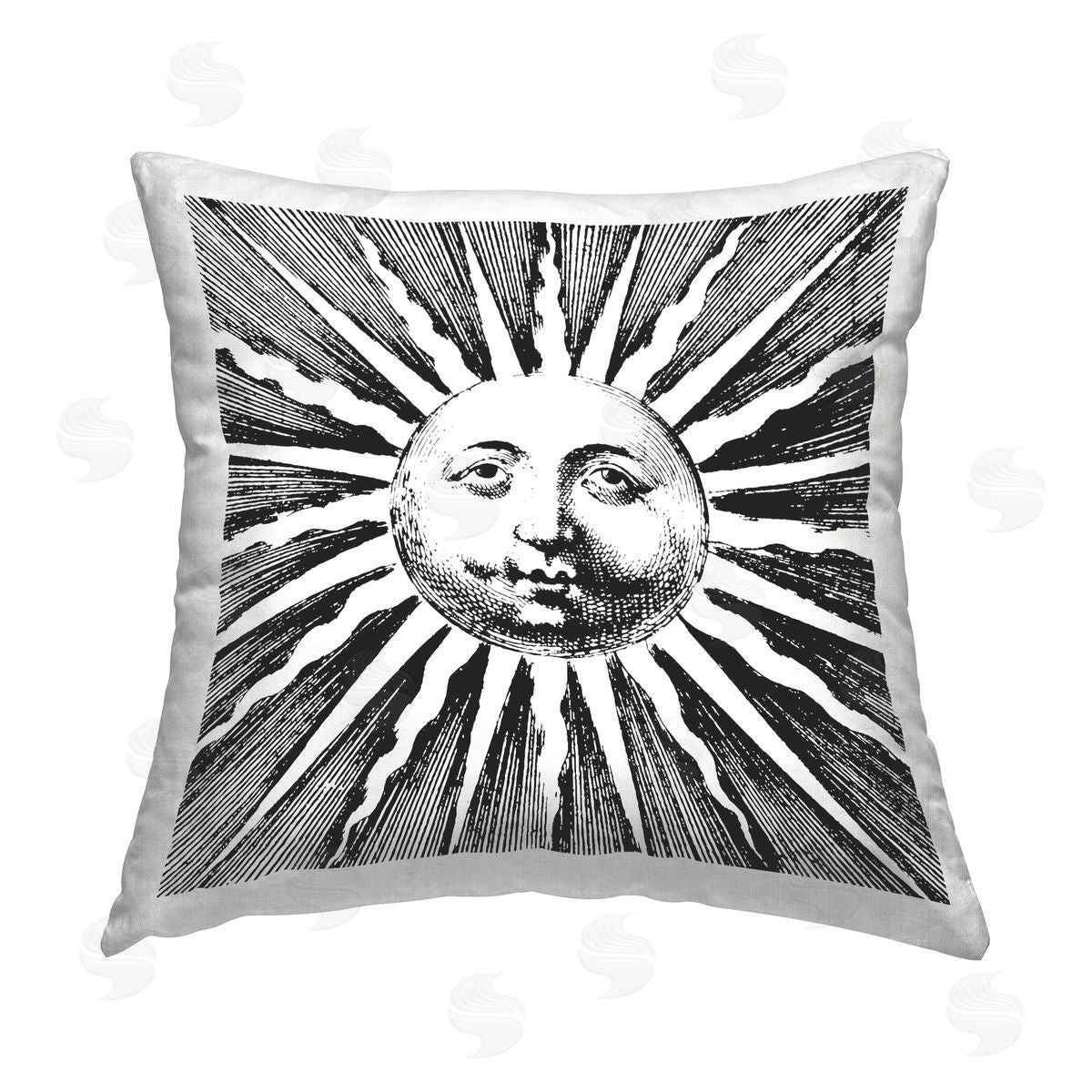 Stupell Studio Black & White Sun Printed Plush Polyester Throw Pillow