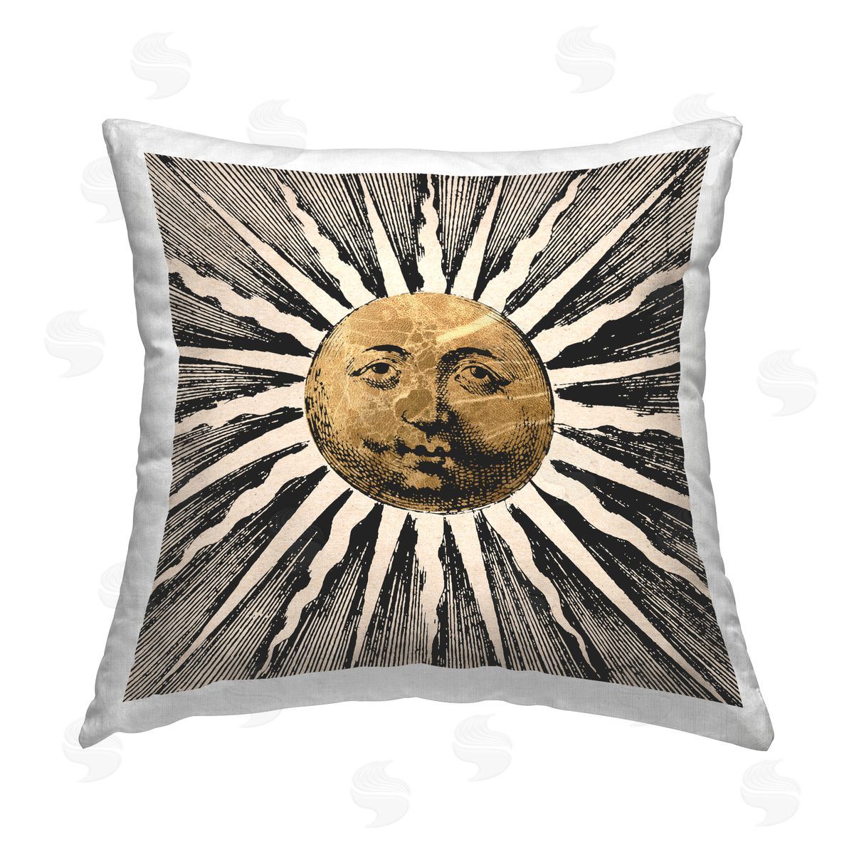 Stupell Studio Detailed Sun Face Printed Plush Polyester Throw Pillow