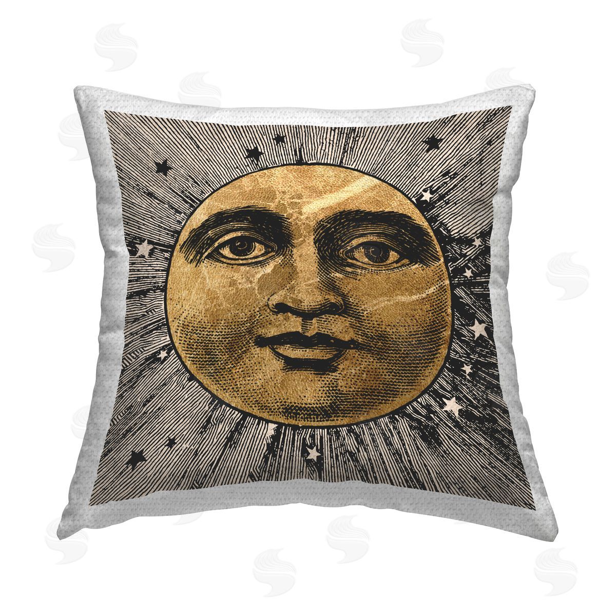 Stupell Studio Moon & Stars Face Outdoor Quick-Dry Polyester Printed Throw Pillow