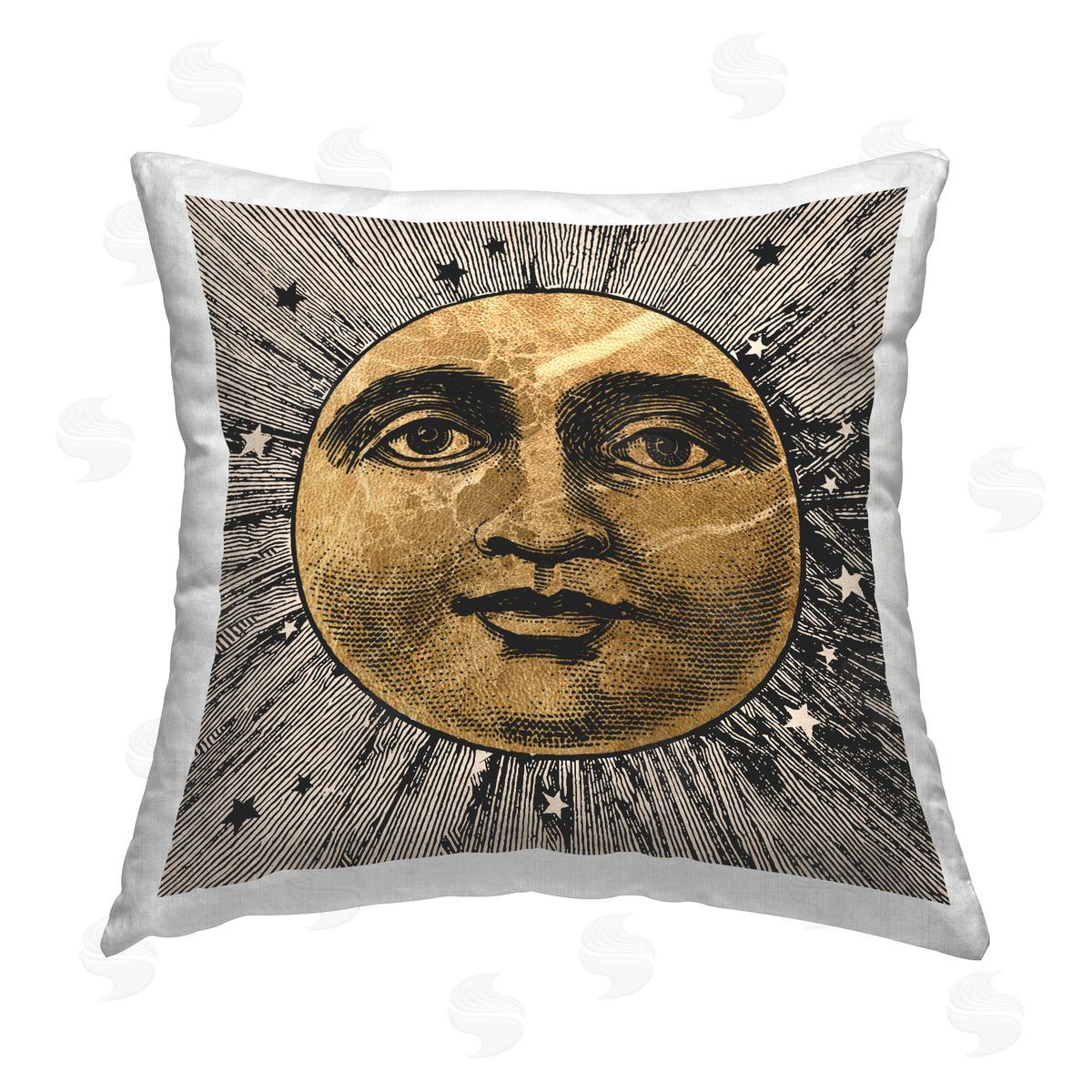 Stupell Studio Moon & Stars Face Printed Plush Polyester Throw Pillow