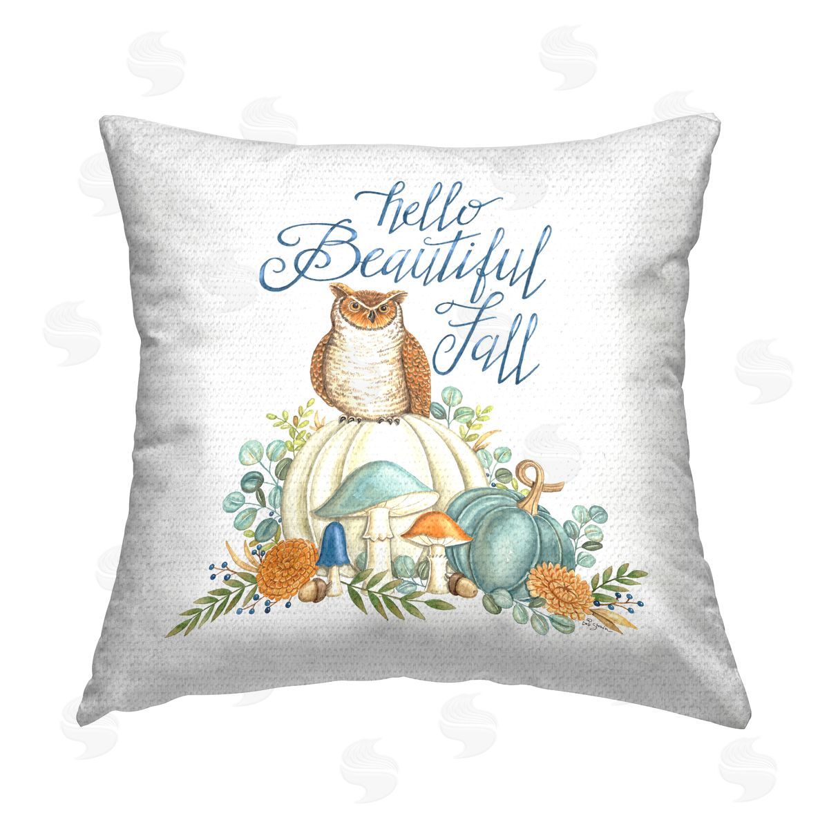 Deb Strain Beautiful Fall Owl Outdoor Quick-Dry Polyester Printed Throw Pillow