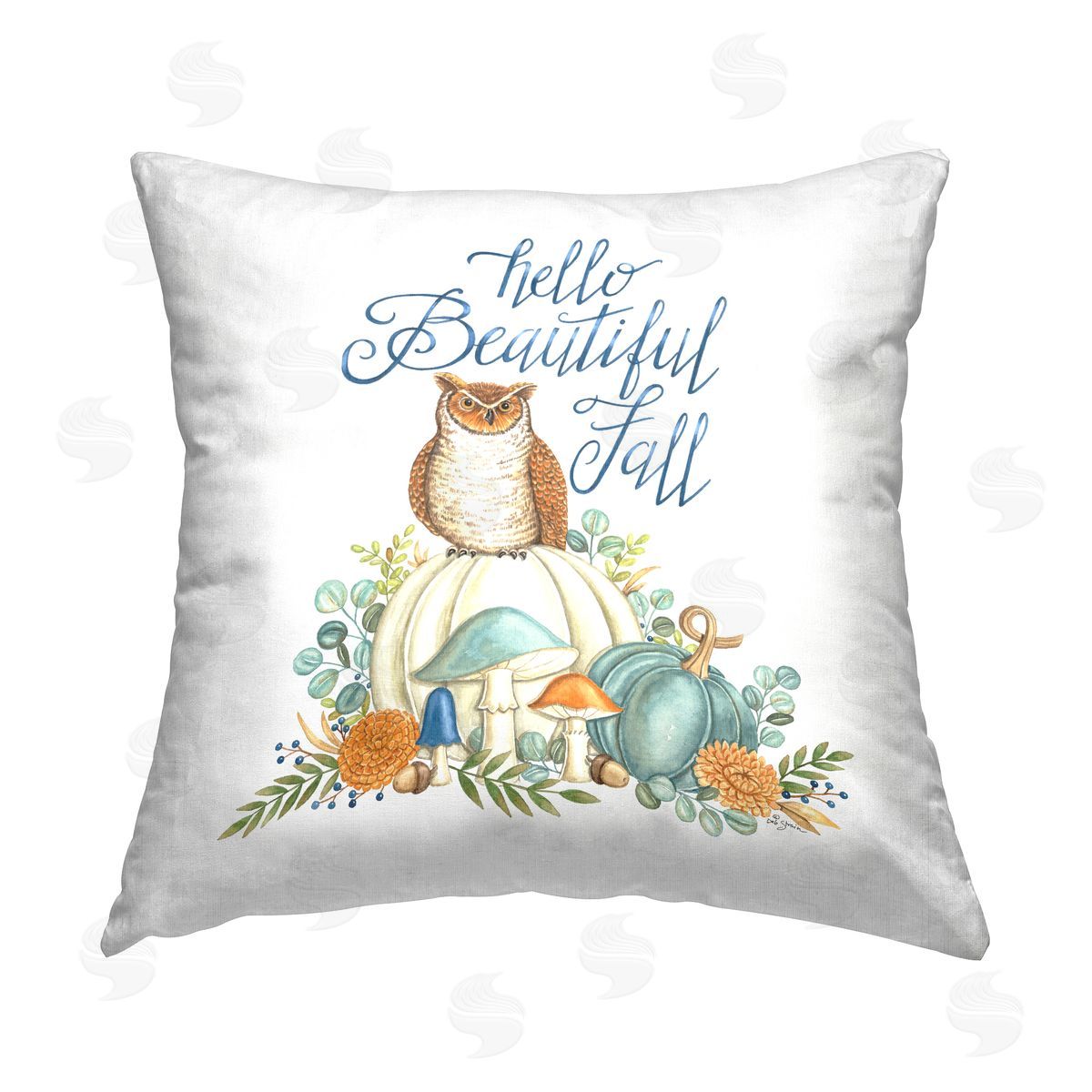 Deb Strain Beautiful Fall Owl Printed Plush Polyester Throw Pillow