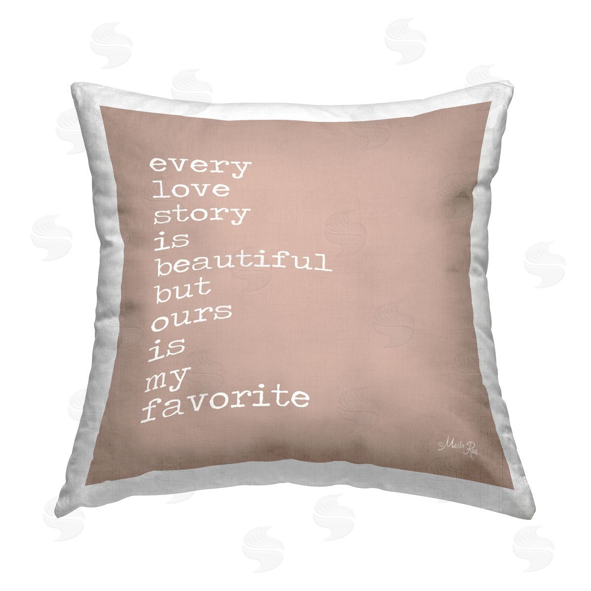 Marla Rae Beige Romance Phrase Printed Plush Polyester Throw Pillow
