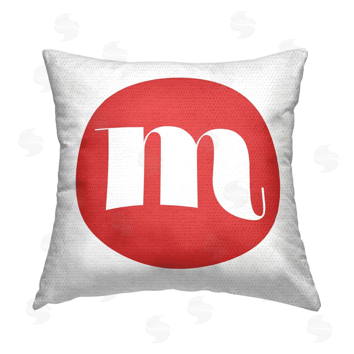 Stupell Studio Red Initial M Outdoor Quick-Dry Polyester Printed Throw Pillow