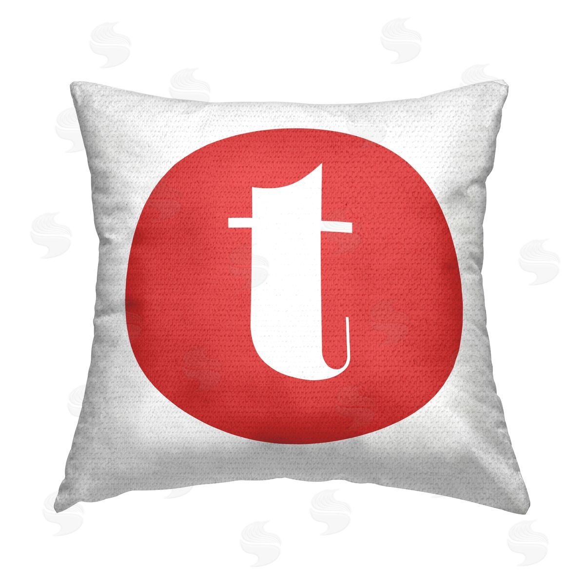 Stupell Studio Red Initial T Outdoor Quick-Dry Polyester Printed Throw Pillow