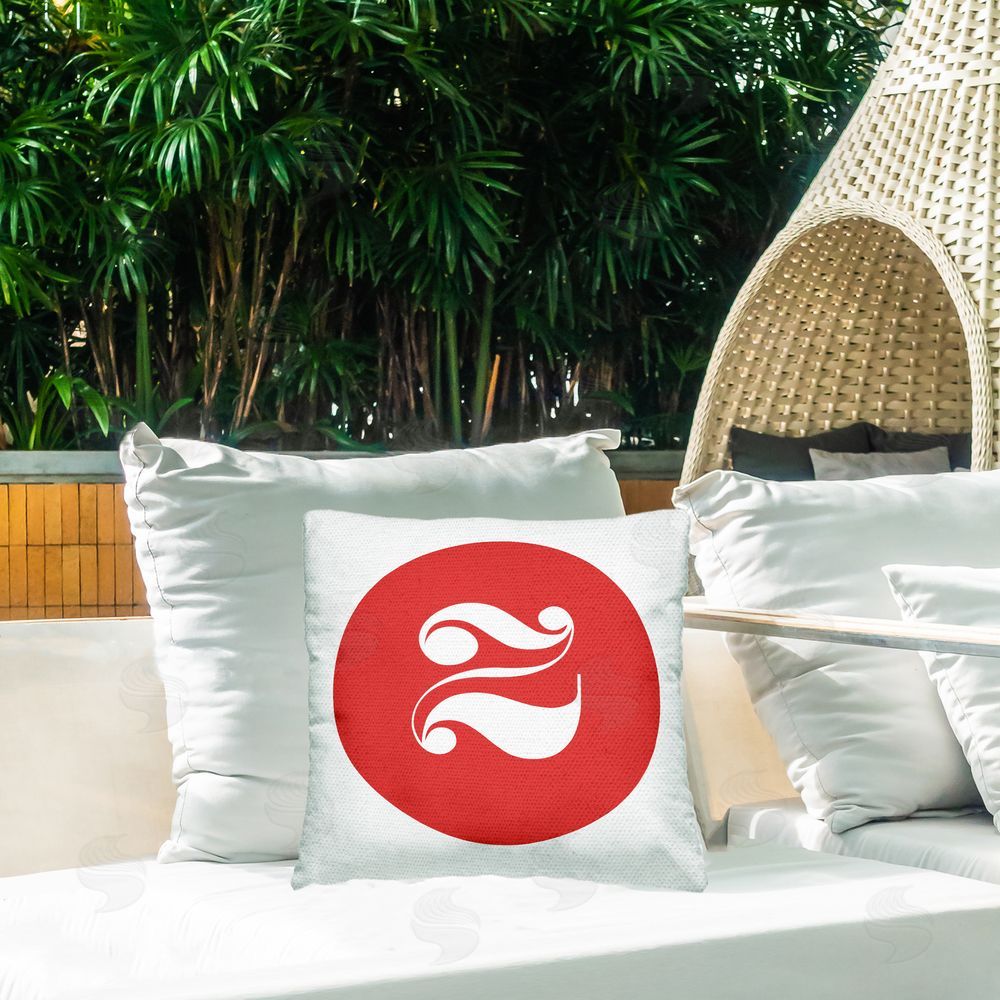 Stupell Studio Red Initial Z Outdoor Quick-Dry Polyester Printed Throw Pillow in Back Yard