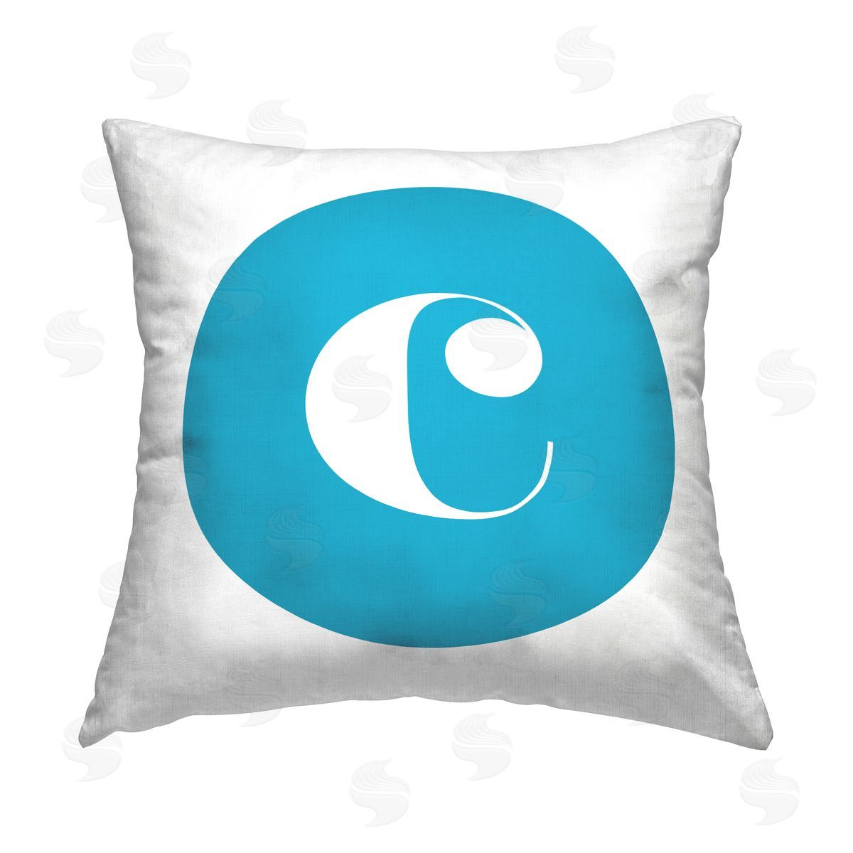 Stupell Studio Blue Initial C Printed Plush Polyester Throw Pillow