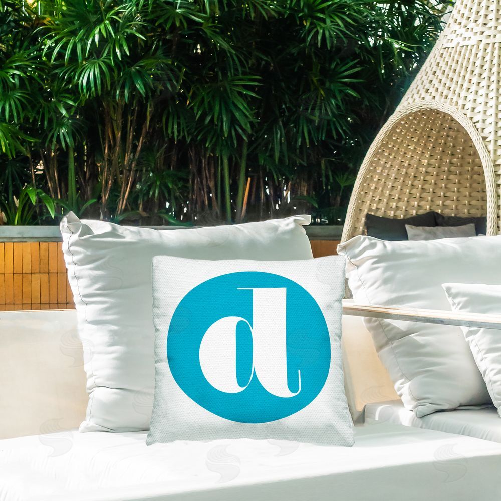 Stupell Studio Blue Initial D Outdoor Quick-Dry Polyester Printed Throw Pillow in Back Yard