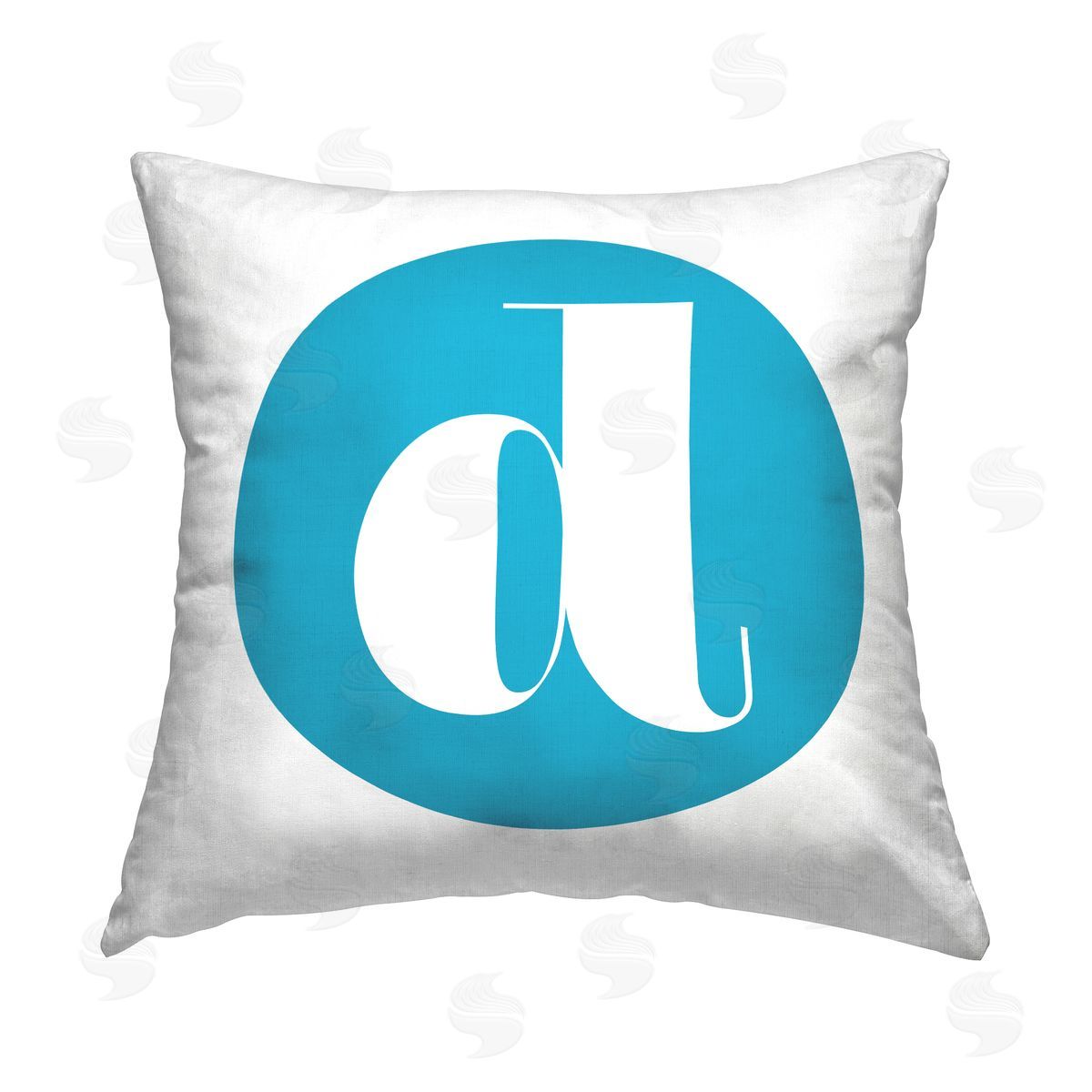 Stupell Studio Blue Initial D Printed Plush Polyester Throw Pillow