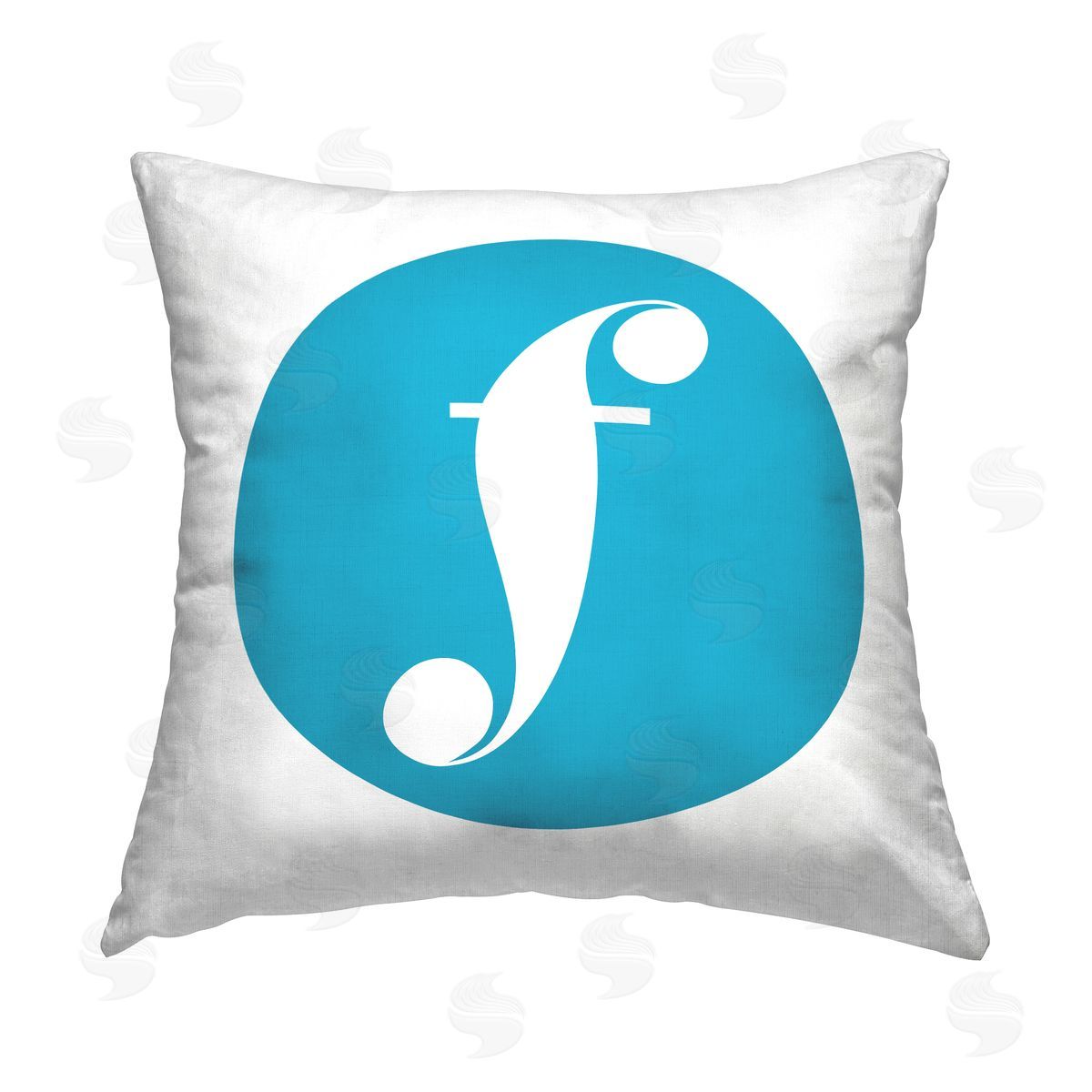 Stupell Studio Blue Initial F Printed Plush Polyester Throw Pillow